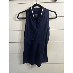Athleta Women's‎ Momentum Polo Tank Top, Navy SIZE M